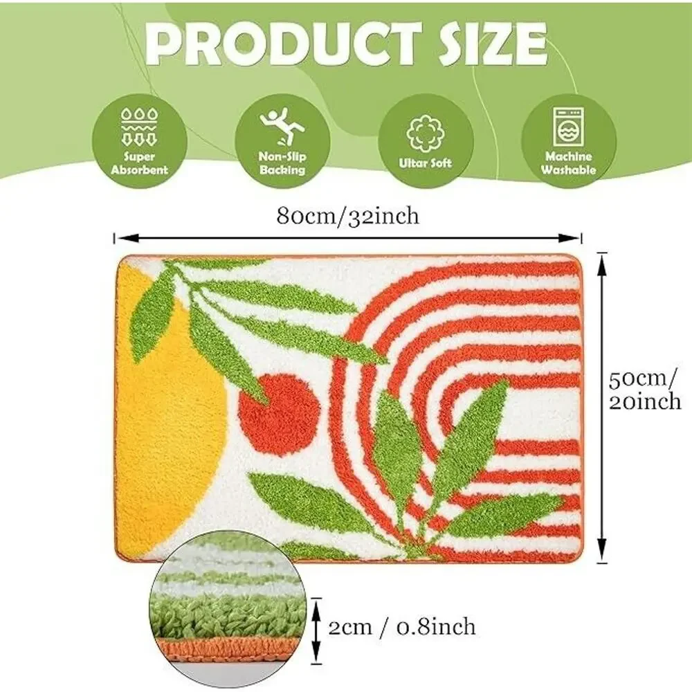 LINROMIA Bathroom Rug, Non-Slip, Washable, 50 x 80 cm, Bath Rug, Absorbent Bath